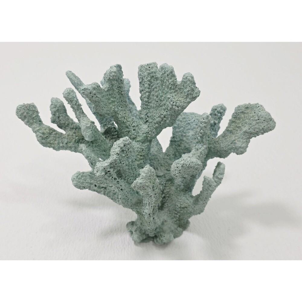 Faux Blue Coral Sculpture 7.5" Nautical Coastal Ocean Home Decor Aquarium Figure